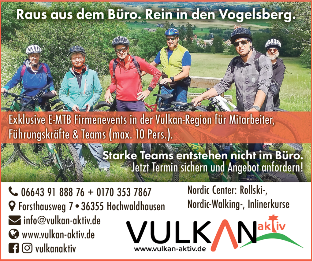 Anzeige Unser Kooperationspartner Vulkan Aktiv E-MTB Teamevents